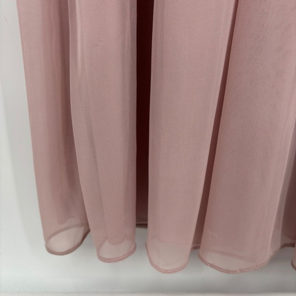 Davids Bridal Light Pink Bridesmaid Dress Size 4 Lace Cap Sleeve Keyhole Back - Picture 13 of 16